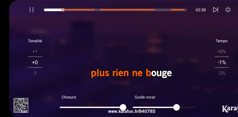 Karafun: capture d'écran de l'application de karaoké en français