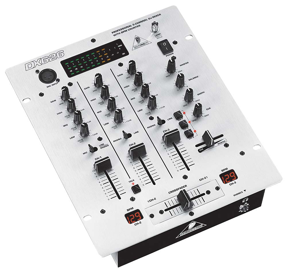 table de mixage DJ Behringer DX626 - mixette bon marché à trois pistes avec une entrée micro