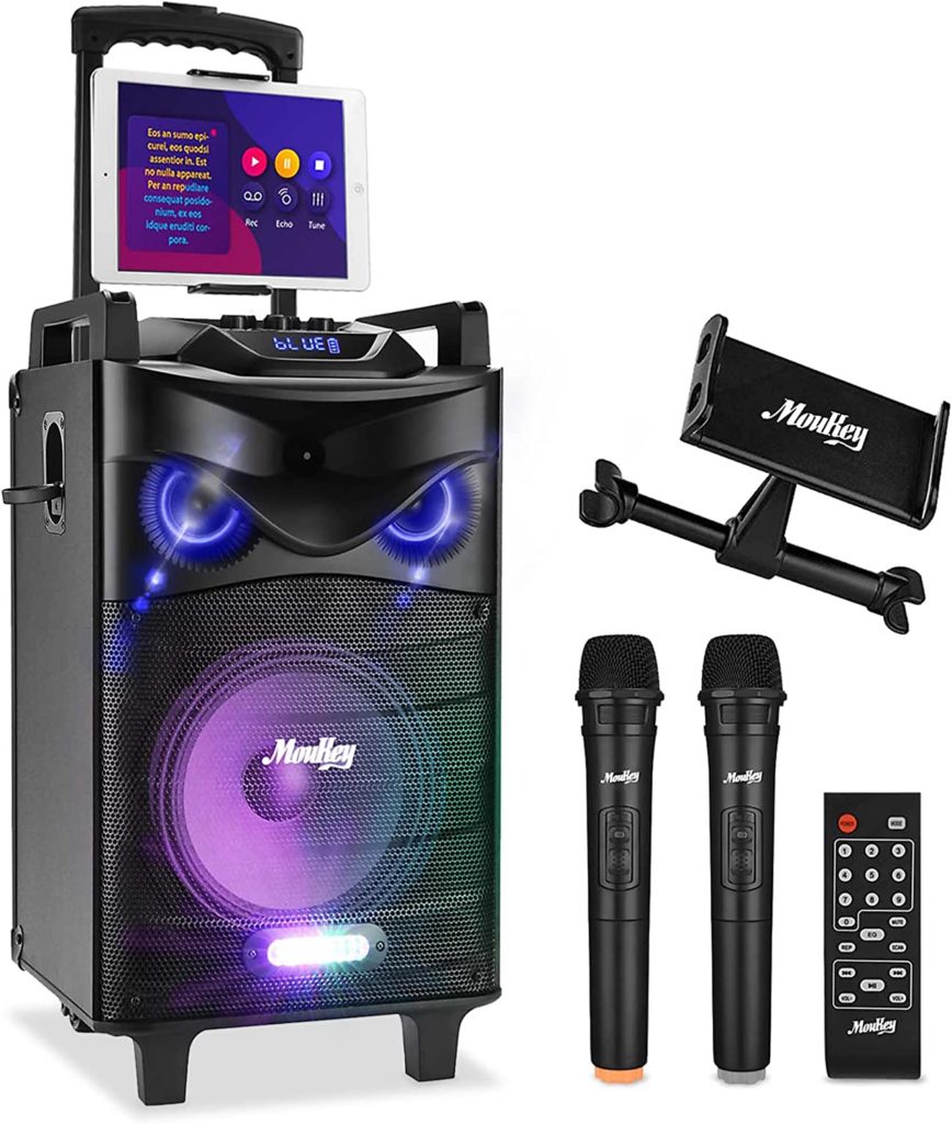 JYX Enceinte Karaoke avec 2 Microphones sans Fil, Karaoke Complet