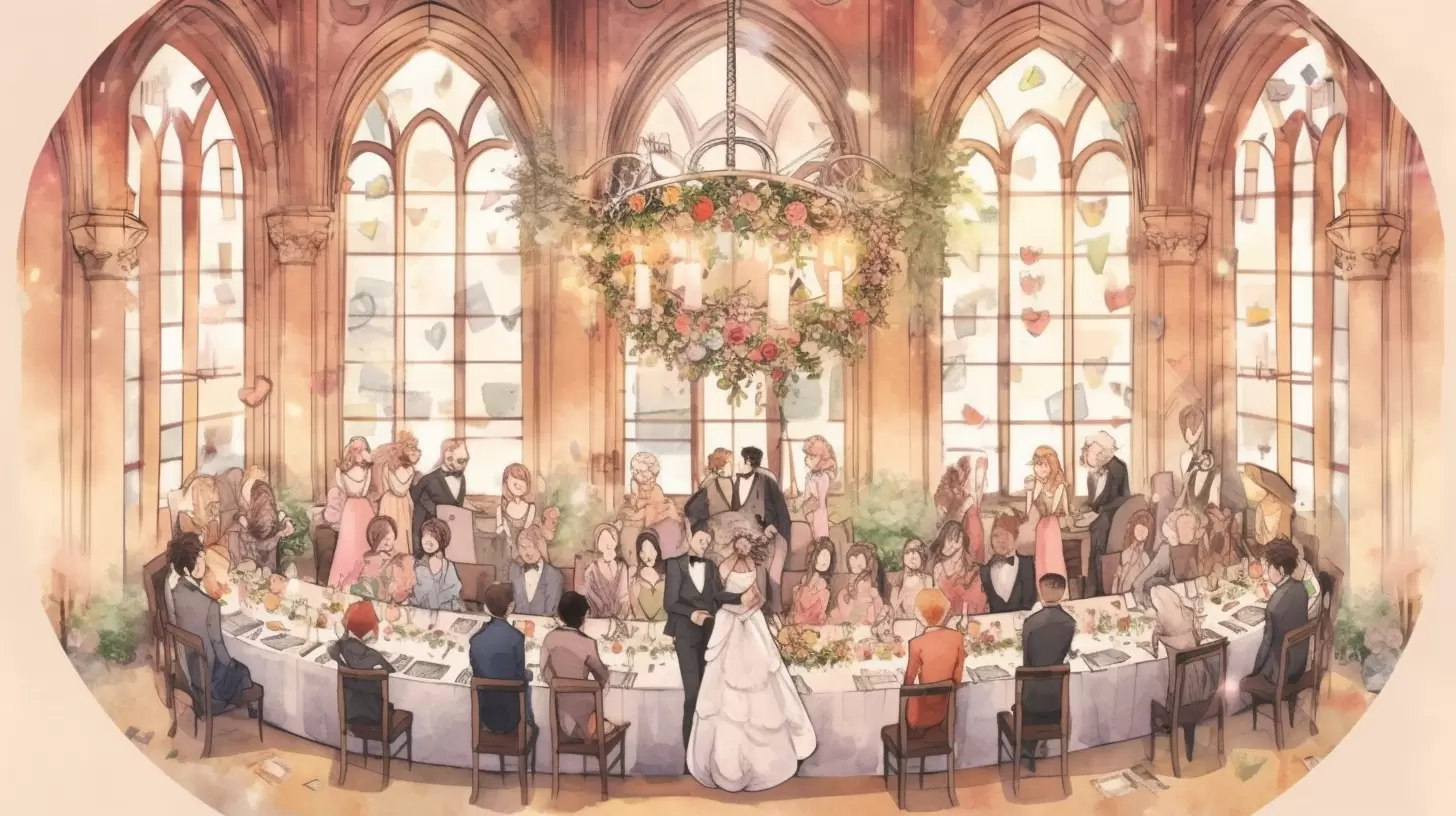 table de mariage, aquarelle
